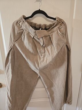 Casual Womens Elastic Waist Tan Pants